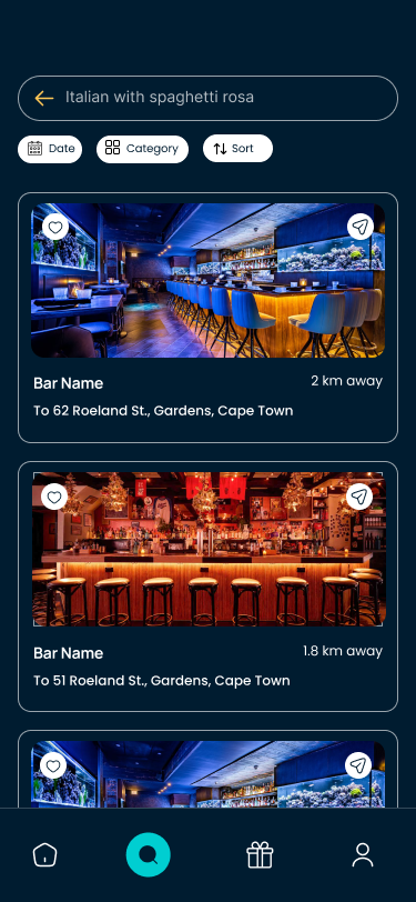 BLISSe search results prototype screen